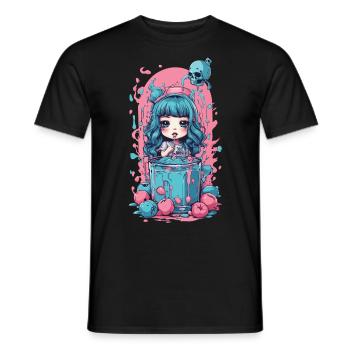 Gothic Kawaii Milkshake Anime Goth Design - Männer T-Shirt - Schwarz - Vorne - AI Model Male 178 light (178cm)