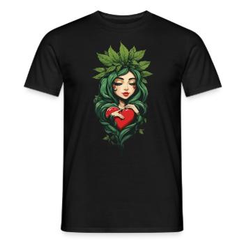 Pflanzenblätter Girl Herz Tattoo Streetwear - Männer T-Shirt - Schwarz - Vorne - AI Model Male 178 light (178cm)