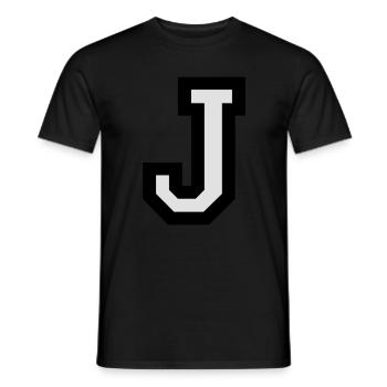 Lettre J en deux couleurs - T-shirt homme - noir - Devant - AI Model Male 178 light (178cm)