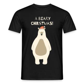 Ours de Noël Beary avec le Père Noël - T-shirt homme - noir - Devant - AI Model Male 178 light (178cm)