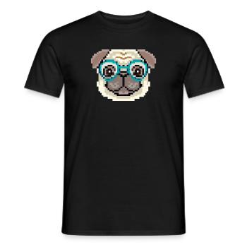 Hipster Pug Pixel Art Dog Lovers - T-shirt homme - noir - Devant - AI Model Male 178 light (178cm)