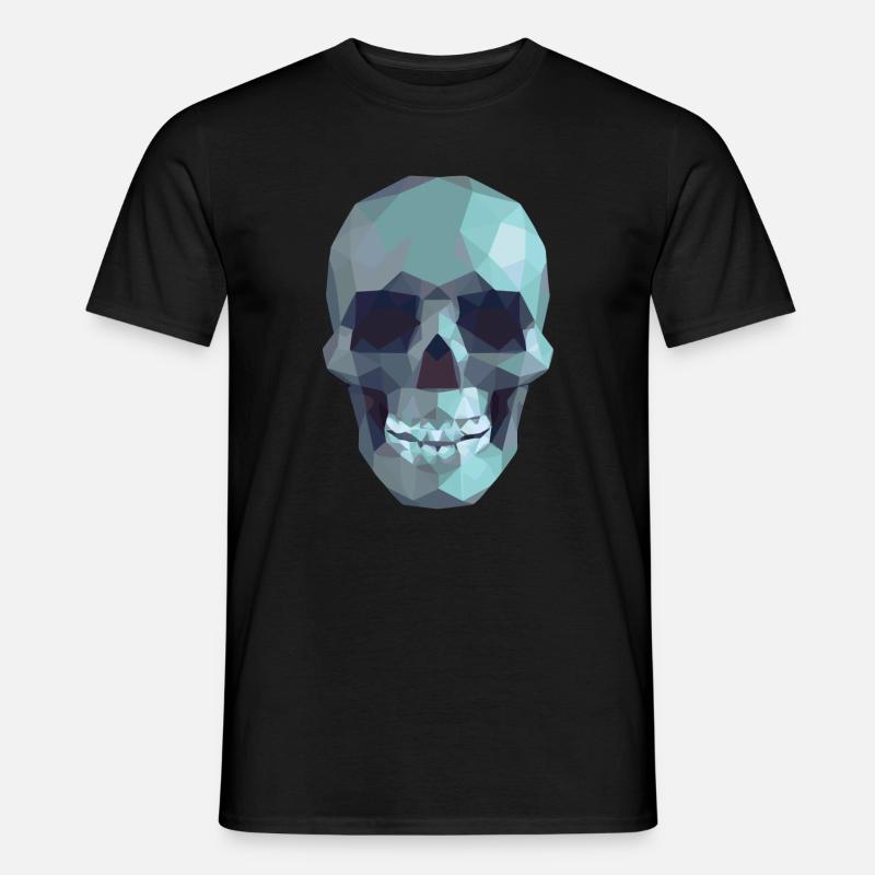 Low Poly Blue Skull – Geometrisch-Gotik-Stil - Männer T-Shirt - Schwarz
