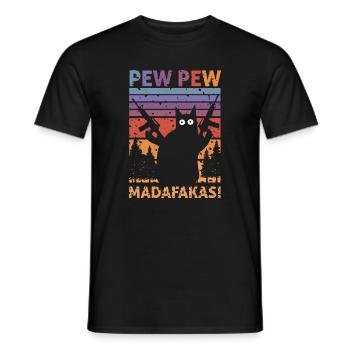 Pew Pew Funny Cat - Männer T-Shirt - Schwarz - Vorne - AI Model Male 178 light (178cm)