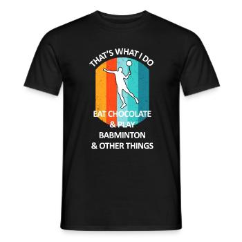 Badminton Federball Badmintonspieler Schokolade - Männer T-Shirt - Schwarz - Vorne - AI Model Male 178 light (178cm)