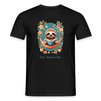 Buch, Hängematte, Glückseligkeit - Männer T-Shirt - Schwarz - Vorne - AI Model Male 178 light (178cm)