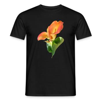 Orange Calla Blossom Magic - Men's T-Shirt - black - Front - AI Model Male 178 light (178cm)