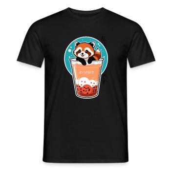 Kawaii Roter Panda im Bubble Tea – Boba Design - Männer T-Shirt - Schwarz - Vorne - AI Model Male 178 light (178cm)