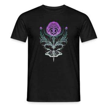 Distel mit Schmetterling Mutterknoten - Männer T-Shirt - Schwarz - Vorne - AI Model Male 178 light (178cm)