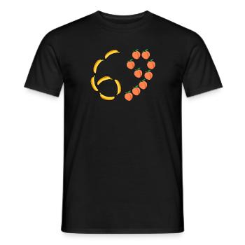Fruit Motif Bananas and Peaches - Men's T-Shirt - black - Front - AI Model Male 178 light (178cm)