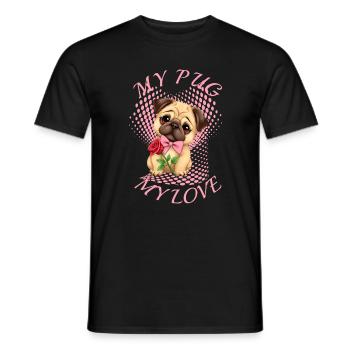 Mops Hund - Männer T-Shirt - Schwarz - Vorne - AI Model Male 178 light (178cm)