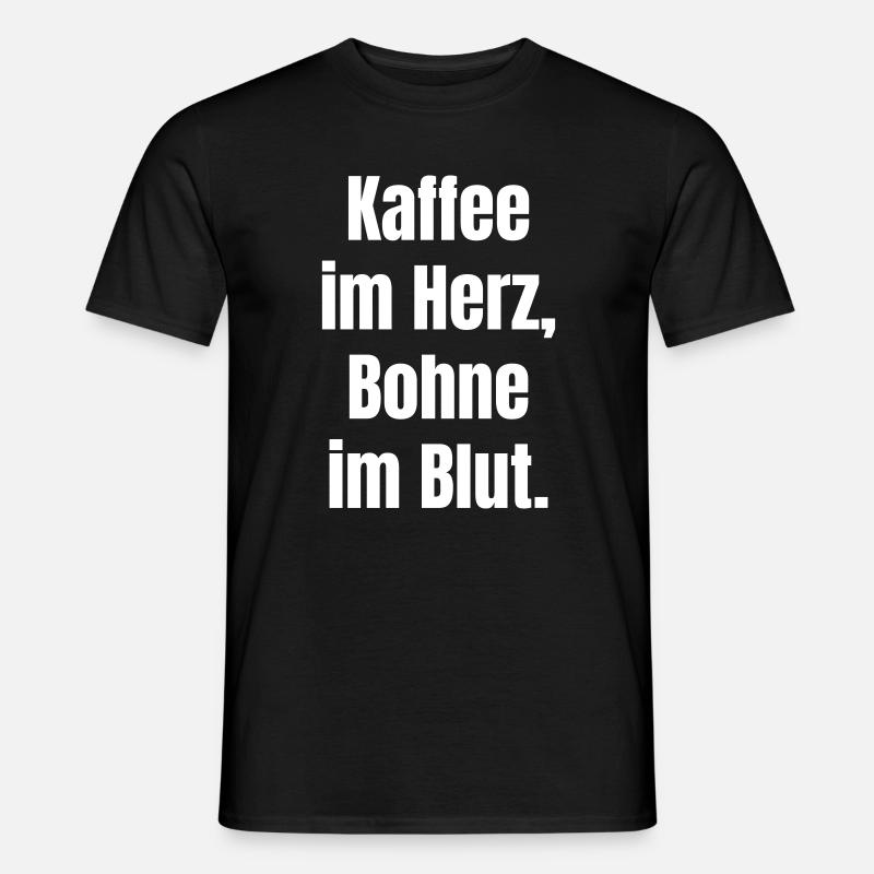 Kaffee im Herzen Blutspruch - Männer T-Shirt - Schwarz