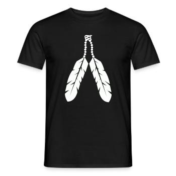 Indigenous feather pendant design - Men's T-Shirt - black - Front - AI Model Male 178 light (178cm)