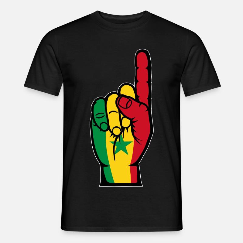 Main du drapeau du Sénégal - T-shirt homme - noir