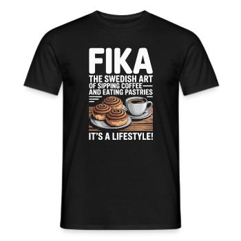 Fika : le style de vie du café et de la pâtisserie suédois - T-shirt homme - noir - Devant - AI Model Male 178 light (178cm)
