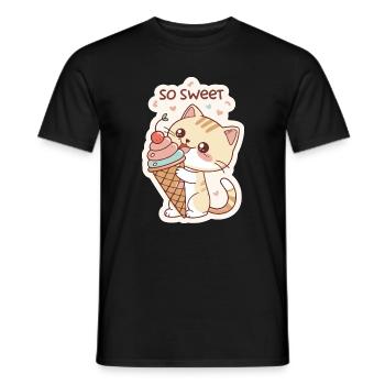 Gourmet cat and pastel cone - Men's T-Shirt - black - Front - AI Model Male 178 light (178cm)