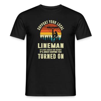 Dons pour technicien en électronique et électricien - T-shirt homme - noir - Devant - AI Model Male 178 light (178cm)