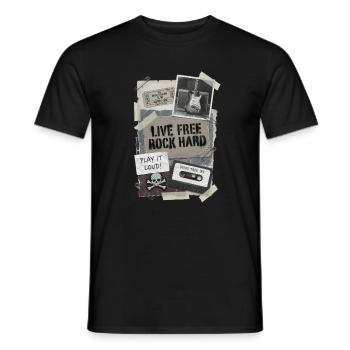 Live Free Rock Hard – Vintage-Rockmusik - Männer T-Shirt - Schwarz - Vorne - AI Model Male 178 light (178cm)