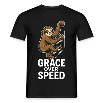 Bouldern Motivation – Grace Over Speed Geschenk - Männer T-Shirt - Schwarz - Vorne - AI Model Male 178 light (178cm)