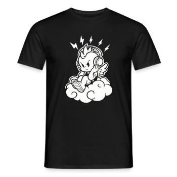 Punk Angel – Chérubin avec casque - T-shirt homme - noir - Devant - AI Model Male 178 light (178cm)