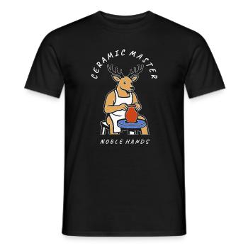 Keramikmeisterhirsch — Edle Hände - Männer T-Shirt - Schwarz - Vorne - AI Model Male 178 light (178cm)
