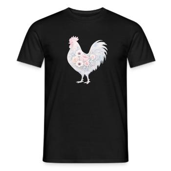 Hahn Blumen Aquarell - Männer T-Shirt - Schwarz - Vorne - AI Model Male 178 light (178cm)