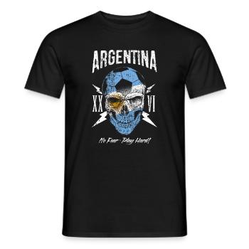 ARGENTINIEN Fußball Fan Totenkopf Flagge - Männer T-Shirt - Schwarz - Vorne - AI Model Male 178 light (178cm)