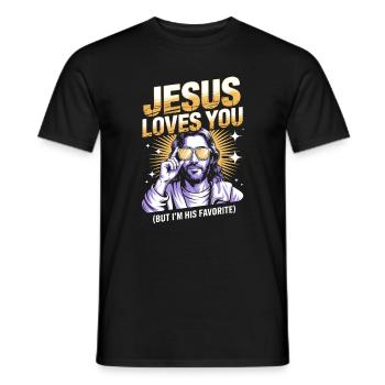 Jesus Loves You—I’m His Favorite - Men's T-Shirt - black - Front - AI Model Male 178 light (178cm)