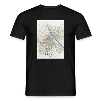 Carte de Vienne : Rues et Blue River - T-shirt homme - noir - Devant - AI Model Male 178 light (178cm)