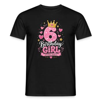 6 Birthday Girl Glitter Crown - Men's T-Shirt - black - Front - AI Model Male 178 light (178cm)