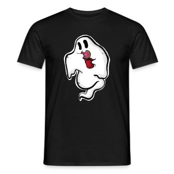 Ghost with donut and cup - Men's T-Shirt - black - Front - AI Model Male 178 light (178cm)
