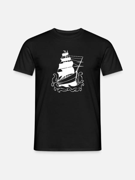 Schiff im Meer - Männer T-Shirt - Schwarz