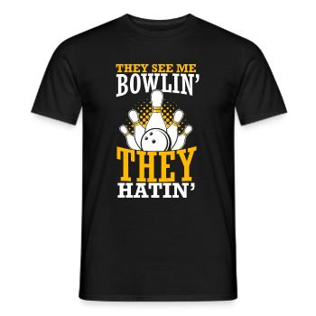 They see me Bowlin' They Hatin' Best Sport Bowling - Männer T-Shirt - Schwarz - Vorne - AI Model Male 178 light (178cm)