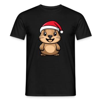 Beaver Christmas - Men's T-Shirt - black - Front - AI Model Male 178 light (178cm)