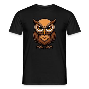 Eule Comic - Männer T-Shirt - Schwarz - Vorne - AI Model Male 178 light (178cm)