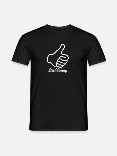 hitchhiking/trampen - weißes Motiv - Männer T-Shirt - Schwarz