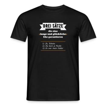 Drei Sätze lange glückliche Ehe garantieren lustig - Männer T-Shirt - Schwarz - Vorne - AI Model Male 178 light (178cm)