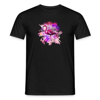 Flamingo Shirt Pink Watercolor Afrika - Männer T-Shirt - Schwarz - Vorne - AI Model Male 178 light (178cm)