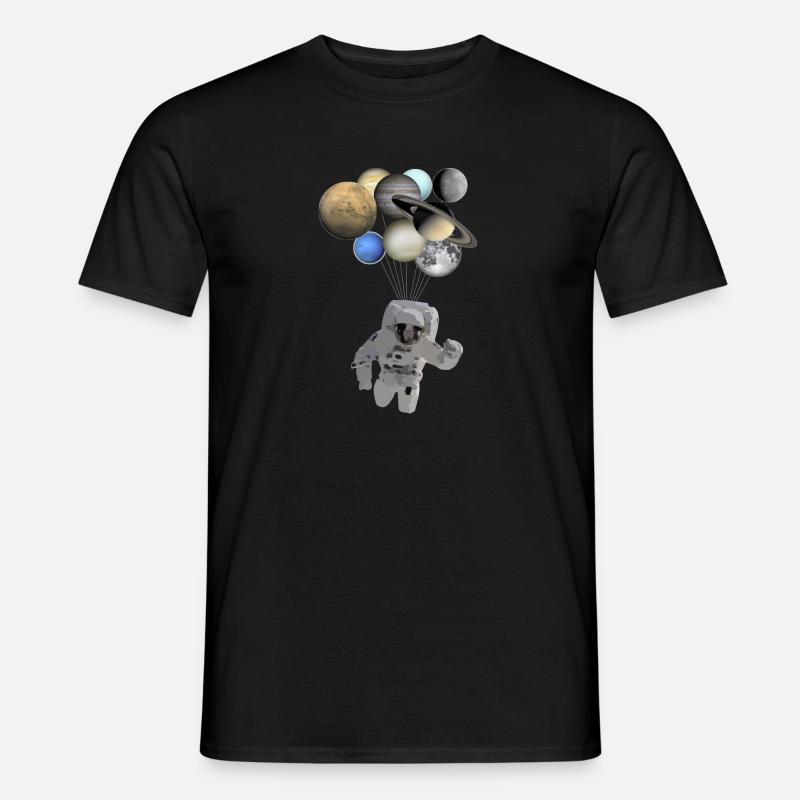 Astronaute dans l’espace/univers avec des planètes - T-shirt homme - noir