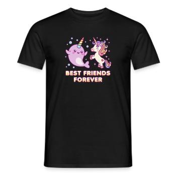 Narwhal Licorne - Meilleurs amis pour toujours BFF - T-shirt homme - noir - Devant - AI Model Male 178 light (178cm)