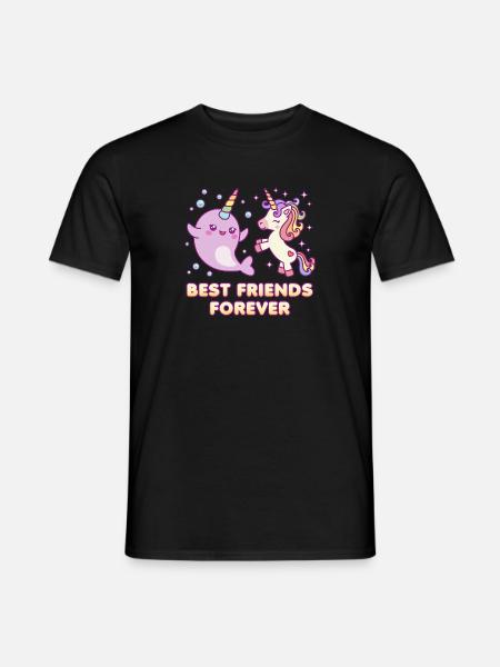 Unicorn Narwhal - Beste vrienden voor altijd BFF - T-shirt herr - svart