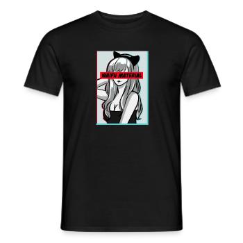Waifu Material Lewd Anime Shirt Waifu - Männer T-Shirt - Schwarz - Vorne - AI Model Male 178 light (178cm)
