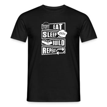 Essen Schlafen Bausteine Klemmsteine Kind Geschenk - Männer T-Shirt - Schwarz - Vorne - AI Model Male 178 light (178cm)