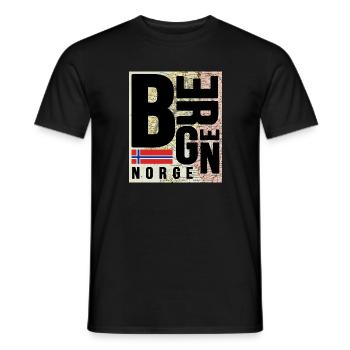 Bergen Norway Norge - Men's T-Shirt - black - Front - AI Model Male 178 light (178cm)