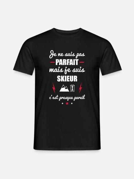 pas parfait mais skieur, cadeau ski - T-shirt homme - noir