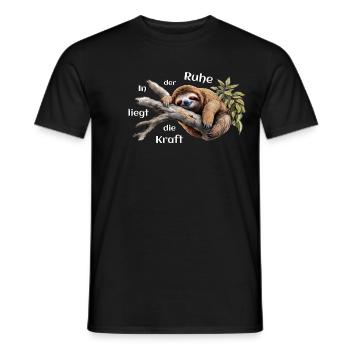 In der Ruhe liegt die Kraft! Faultier Geschenkidee - Männer T-Shirt - Schwarz - Vorne - AI Model Male 178 light (178cm)