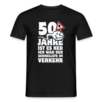 50 Jahre ist es her - der Schnellste im Verkehr - Männer T-Shirt - Schwarz - Vorne - AI Model Male 178 light (178cm)