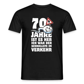 70 Jahre ist es her - der Schnellste im Verkehr - Männer T-Shirt - Schwarz - Vorne - AI Model Male 178 light (178cm)