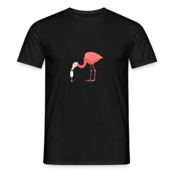 Flamingo drinking sparkling wine - Men's T-Shirt - black - Front - AI Model Male 178 light (178cm)