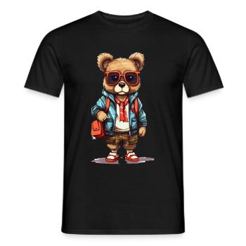 Dessin animé Mignon Ours - T-shirt homme - noir - Devant - AI Model Male 178 light (178cm)