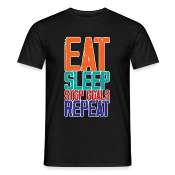 Eat Sleep Stop Goals Repeat 3 - Männer T-Shirt - Schwarz - Vorne - AI Model Male 178 light (178cm)